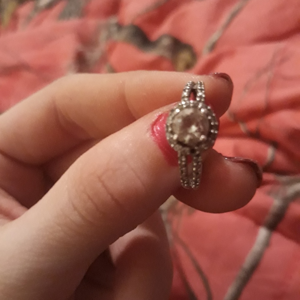 Sterling silver white sapphire engagment ring size